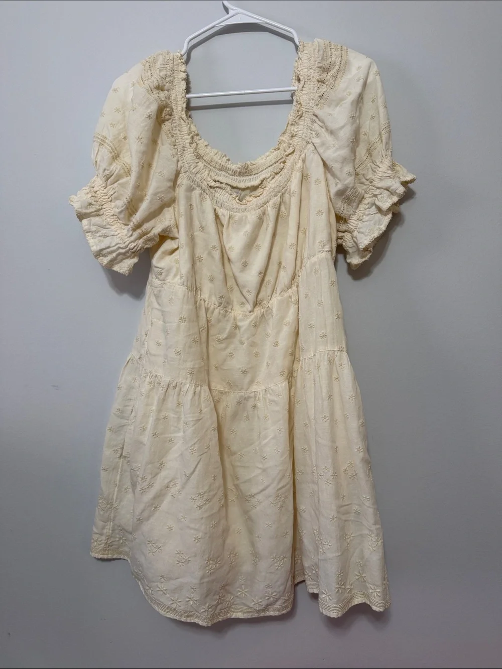 old navy cream dress Fit & Flare Linen Mini Dress